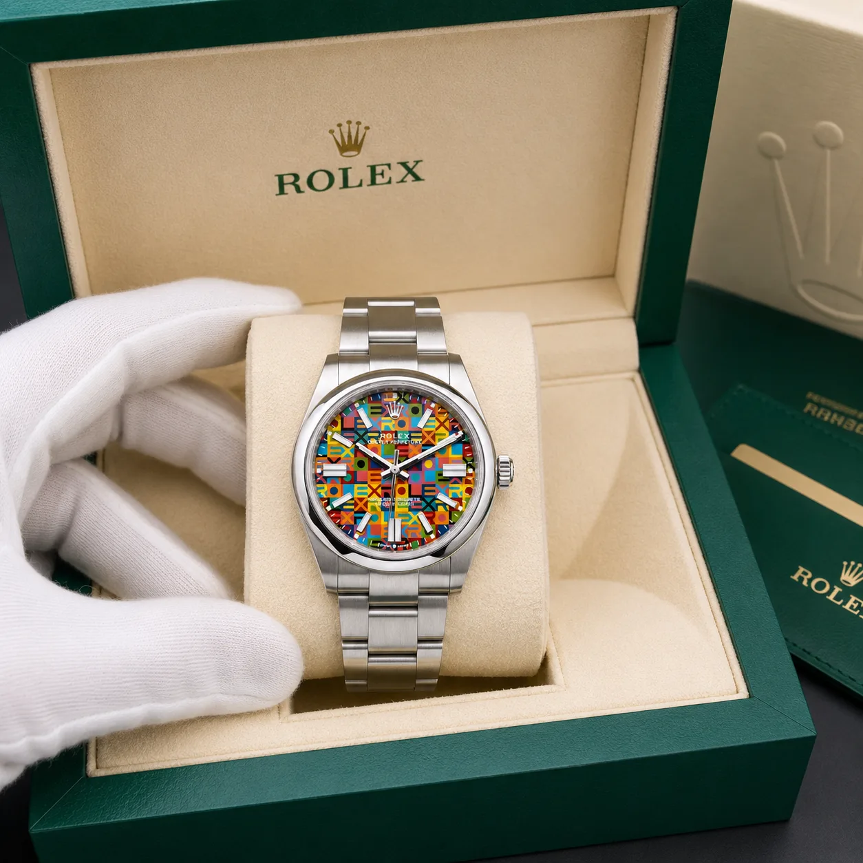 Rolex Oyster Perpetual m134300-0010 41mm Cal.3230 904L Stainless Steel AI 头图 5 - 包装盒 [ai-shot:box-shot]