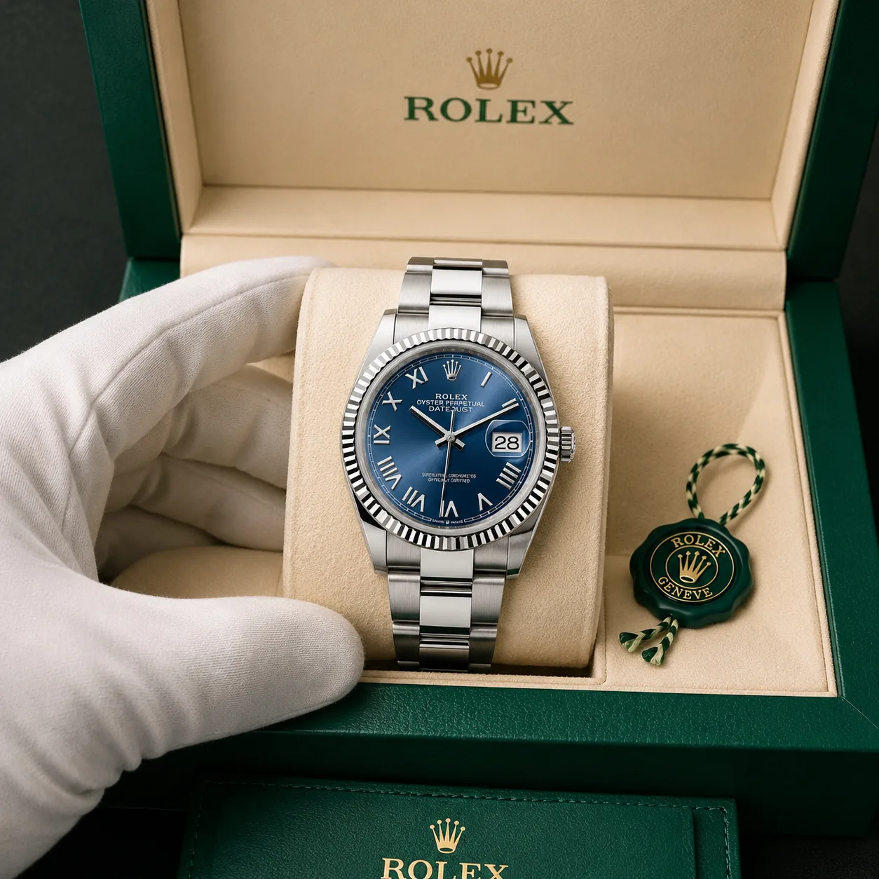 Rolex Datejust m126334-0070 41mm Cal.3235 / 18K 904L Stainless Steel and 18K White Gold AI 头图 5 - 包装盒 [ai-shot:box-shot]