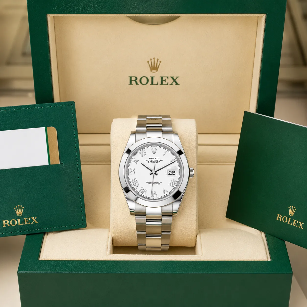 Rolex Datejust m126300-0027 41mm Cal.3235 904L Stainless Steel AI 头图 5 - 包装盒 [ai-shot:box-shot]