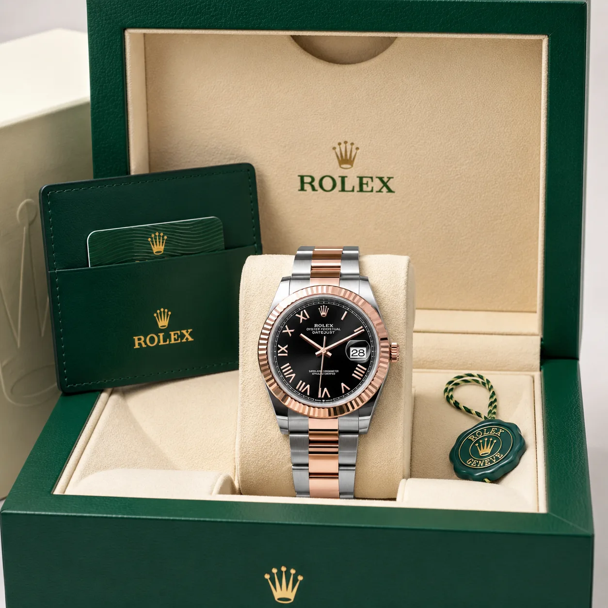 Rolex Datejust m126331-0023 41mm Cal.3235 / 18K 904L Stainless Steel and 18K Everose Gold AI 头图 5 - 包装盒 [ai-shot:box-shot]