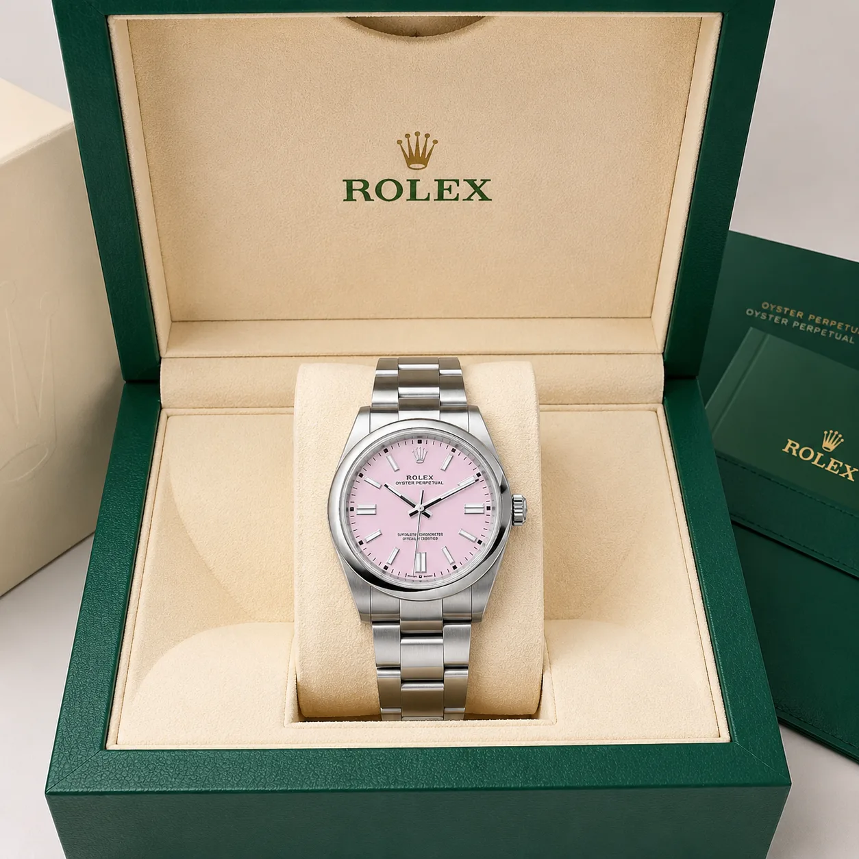 Rolex Oyster Perpetual m134300-0013 41mm Cal.3230 904L Stainless Steel AI 头图 5 - 包装盒 [ai-shot:box-shot]