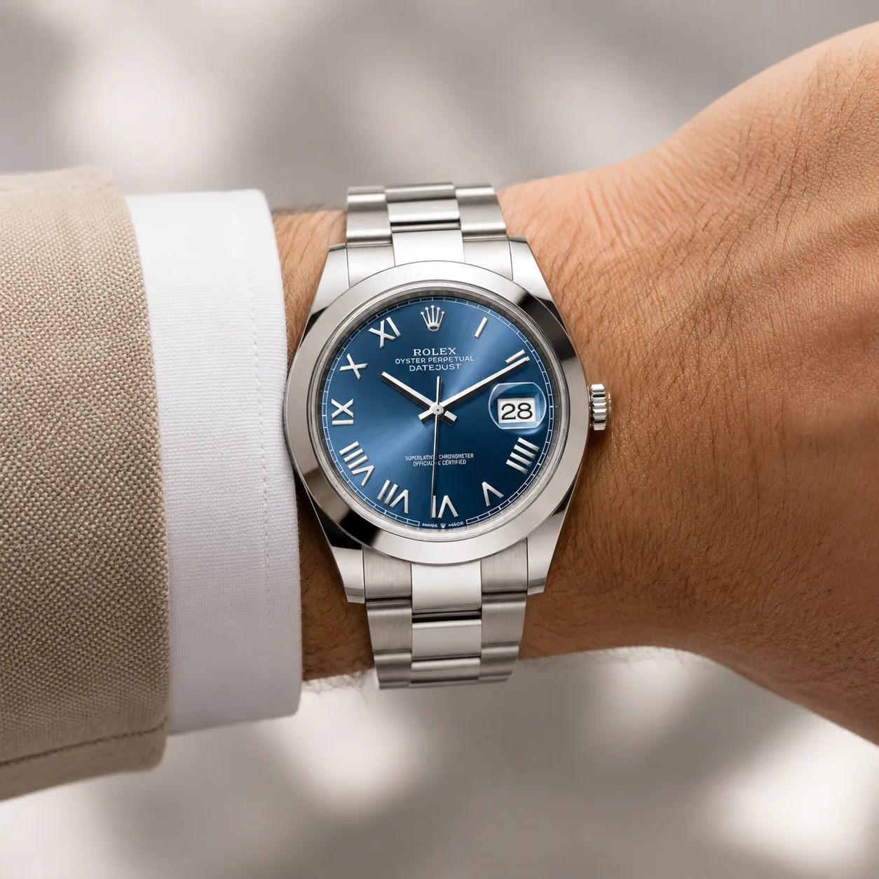 Rolex Datejust m126300-0029 41mm Cal.3235 904L Stainless Steel AI 头图 4 - 佩戴图 [ai-shot:wrist-shot]