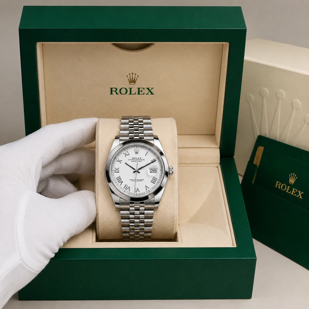 Rolex Datejust m126300-0028 41mm Cal.3235 904L Stainless Steel AI 头图 5 - 包装盒 [ai-shot:box-shot]