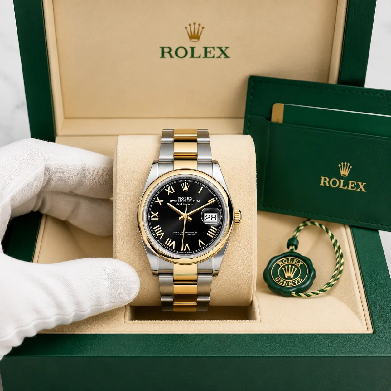 Rolex Datejust m126203-0056 36mm Cal.3235 904L Stainless Steel and 18K Yellow Gold AI 头图 5 - 包装盒 [ai-shot:box-shot]
