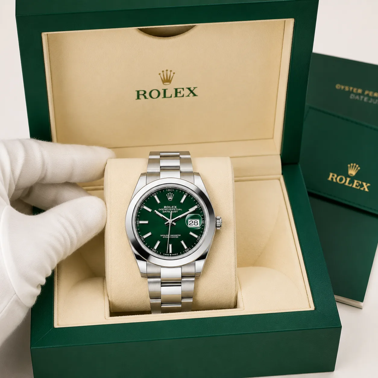 Rolex Datejust m126300-0025 41mm Cal.3235 904L Stainless Steel AI 头图 5 - 包装盒 [ai-shot:box-shot]
