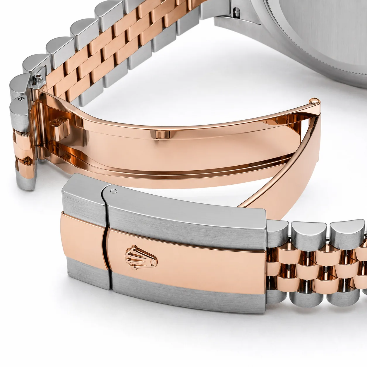 Rolex Datejust m126331-0022 41mm Cal.3235 904L Stainless Steel and 18K Everose Gold AI 头图 3 - 表扣表链 [ai-shot:bracelet-clasp]