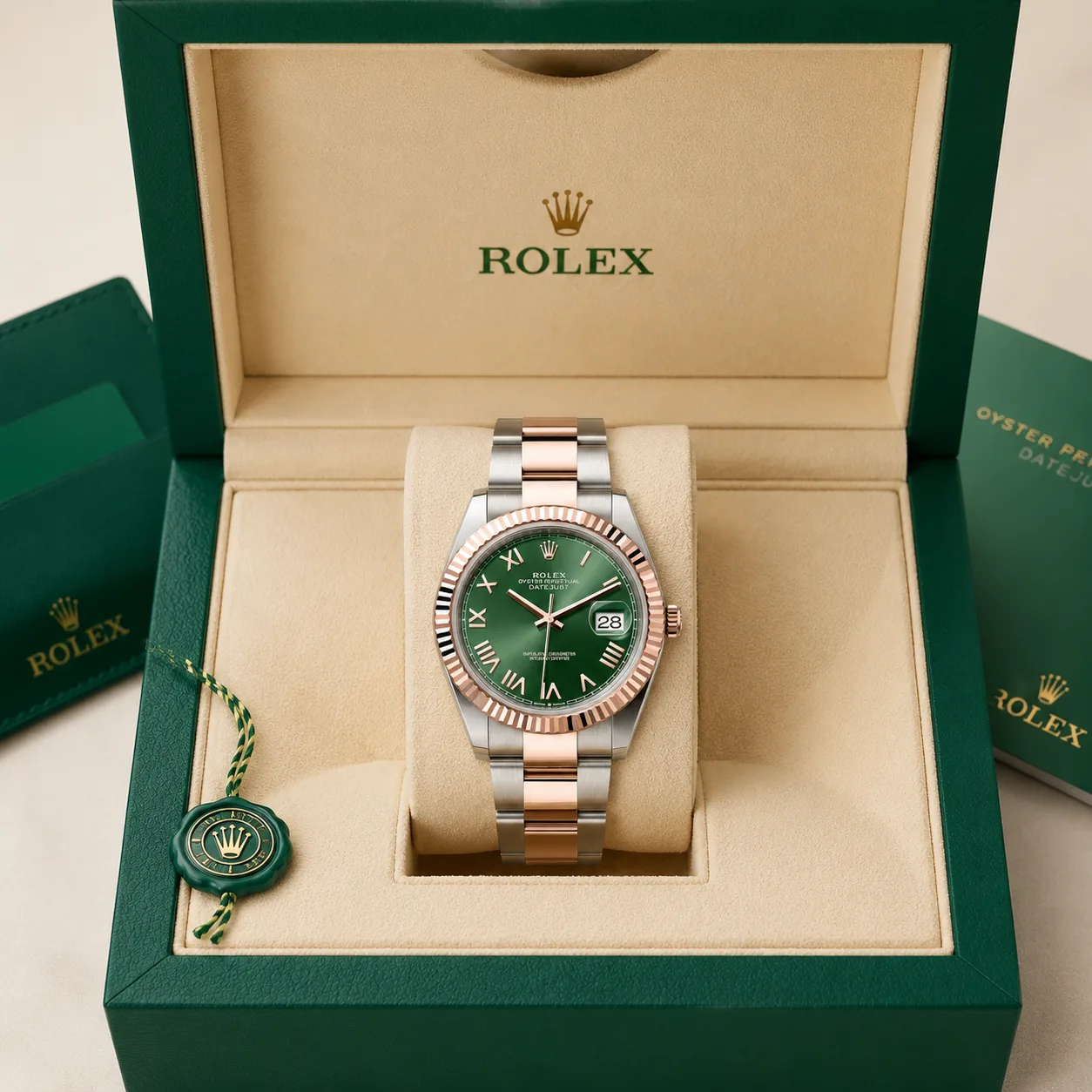 Rolex Datejust m126331-0021 41mm Cal.3235 904L Stainless Steel and 18K Everose Gold AI 头图 5 - 包装盒 [ai-shot:box-shot]