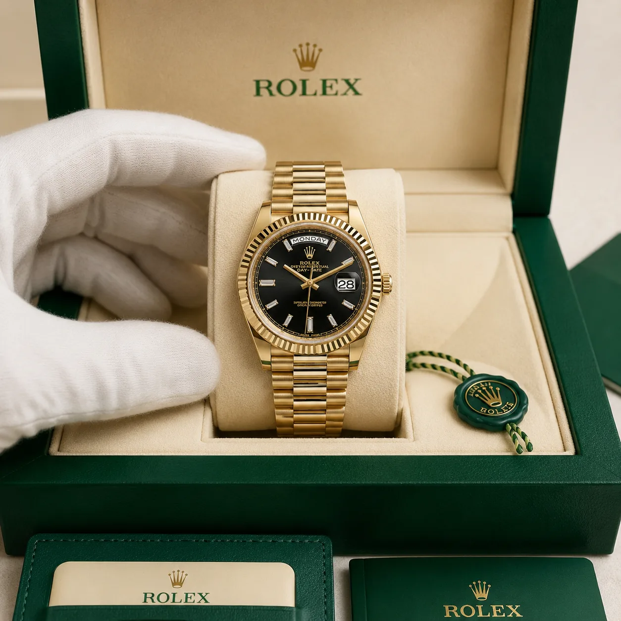 Rolex Day-Date m228238-0004 40mm Cal.3255 18K Yellow Gold AI 头图 5 - 包装盒 [ai-shot:box-shot]