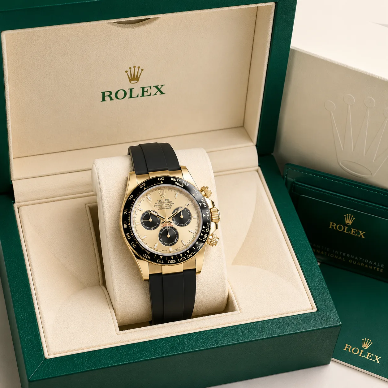 Rolex Cosmograph Daytona m126518LN-0012 40mm Cal.4131 / Cerachrom 18K Yellow Gold AI 头图 5 - 包装盒 [ai-shot:box-shot]
