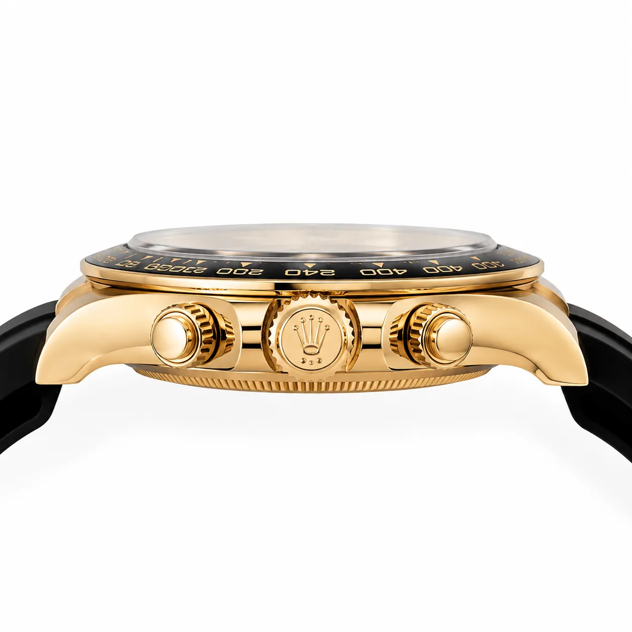 Rolex Cosmograph Daytona m126518LN-0012 40mm Cal.4131 / Cerachrom 18K Yellow Gold AI 头图 2 - 侧面细节 [ai-shot:side-detail]