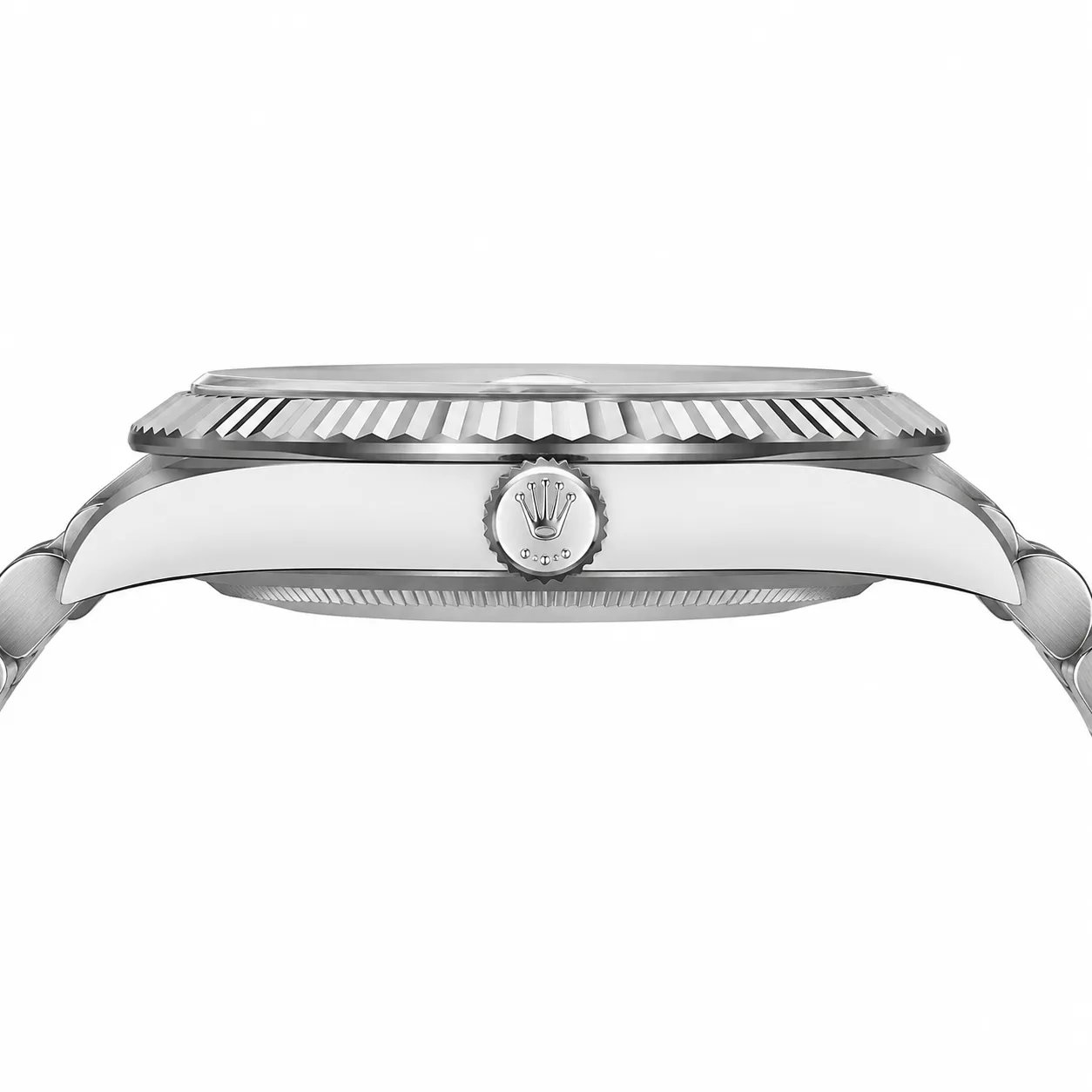 Rolex Datejust m126334-0028 41mm Cal.3235 904L Stainless Steel and 18K White Gold AI 头图 2 - 侧面细节 [ai-shot:side-detail]
