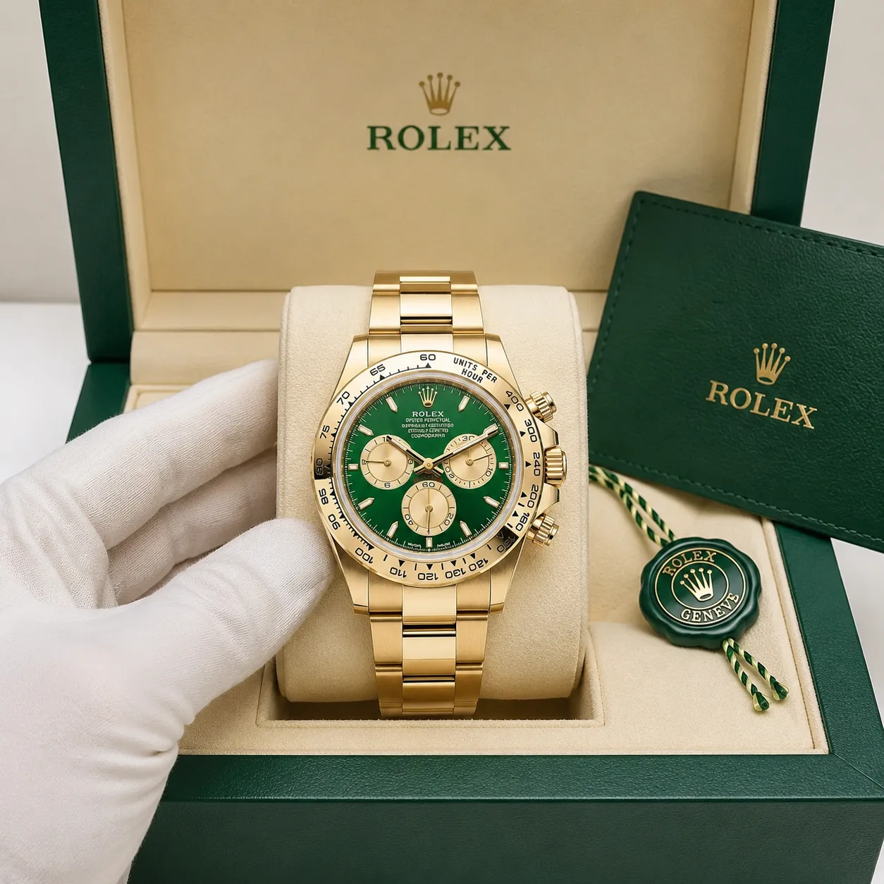 Rolex Cosmograph Daytona m126508-0008 40mm Cal.4131 / 18K 18K Yellow Gold AI 头图 5 - 包装盒 [ai-shot:box-shot]
