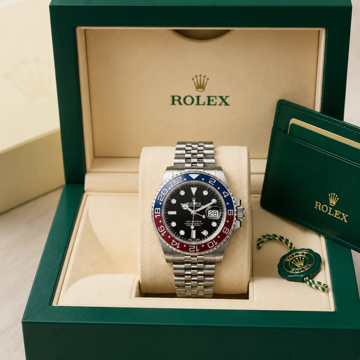 Rolex GMT-Master II m126710blro-0001 40mm Cal.3285 / Cerachrom 904L Stainless Steel AI 头图 5 - 包装盒 [ai-shot:box-shot]