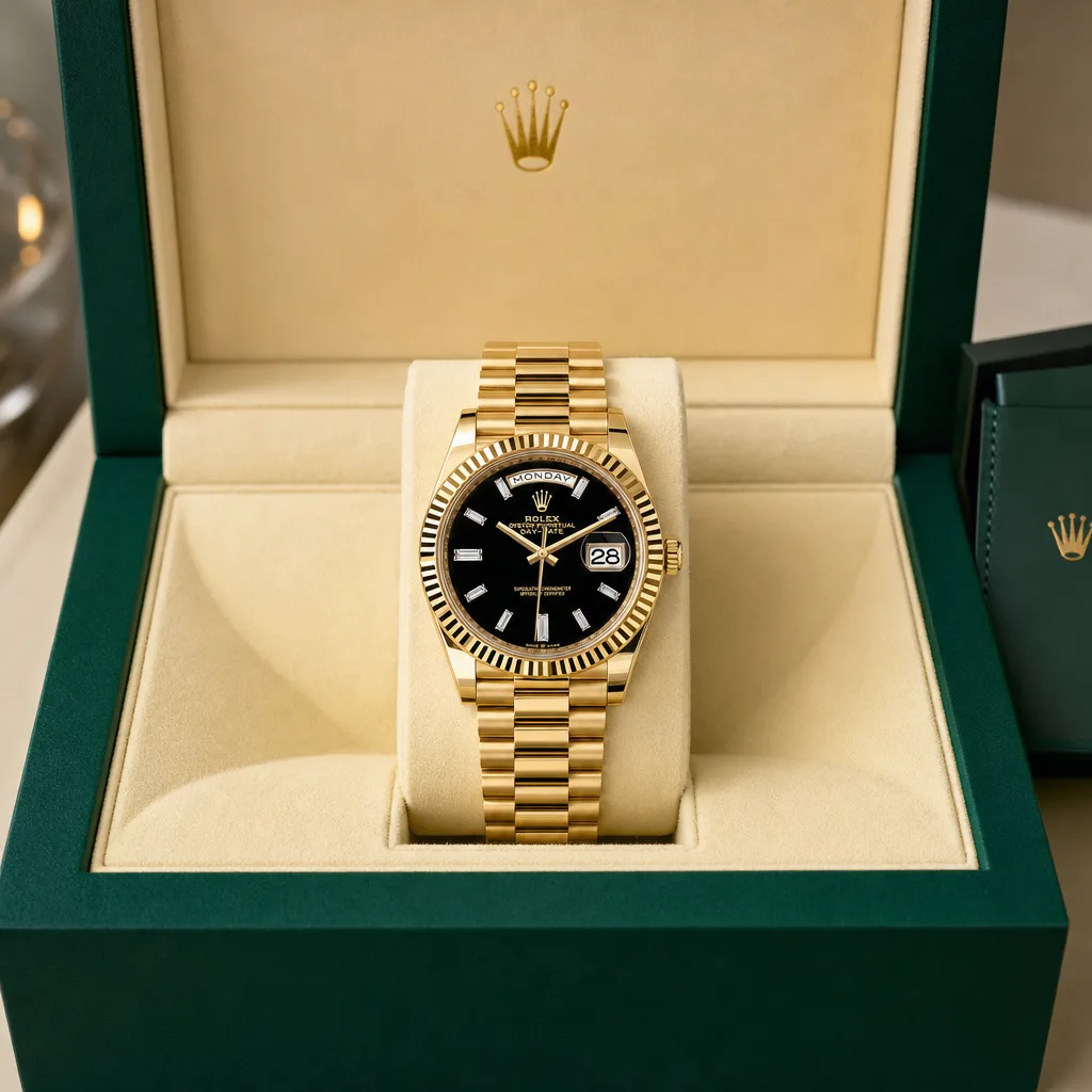 Rolex Day-Date m228238-0059 40mm Cal.3255 / 18K 18K Yellow Gold AI 头图 5 - 包装盒 [ai-shot:box-shot]