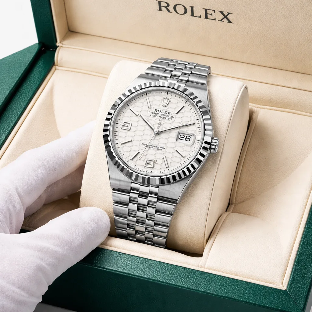 Rolex Land-Dweller M127334-0001 40mm Cal.7135 904L Stainless Steel and 18K White Gold AI 头图 5 - 包装盒 [ai-shot:box-shot]