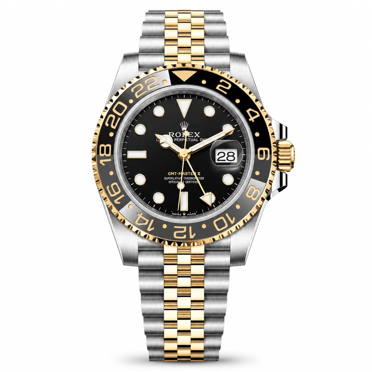 Rolex GMT-Master II m126713grnr-0001 40mm Cal.3285 / Cerachrom 904L Stainless Steel and 18K Yellow Gold AI 头图 1 - 白底全貌 [ai-shot:full-white]