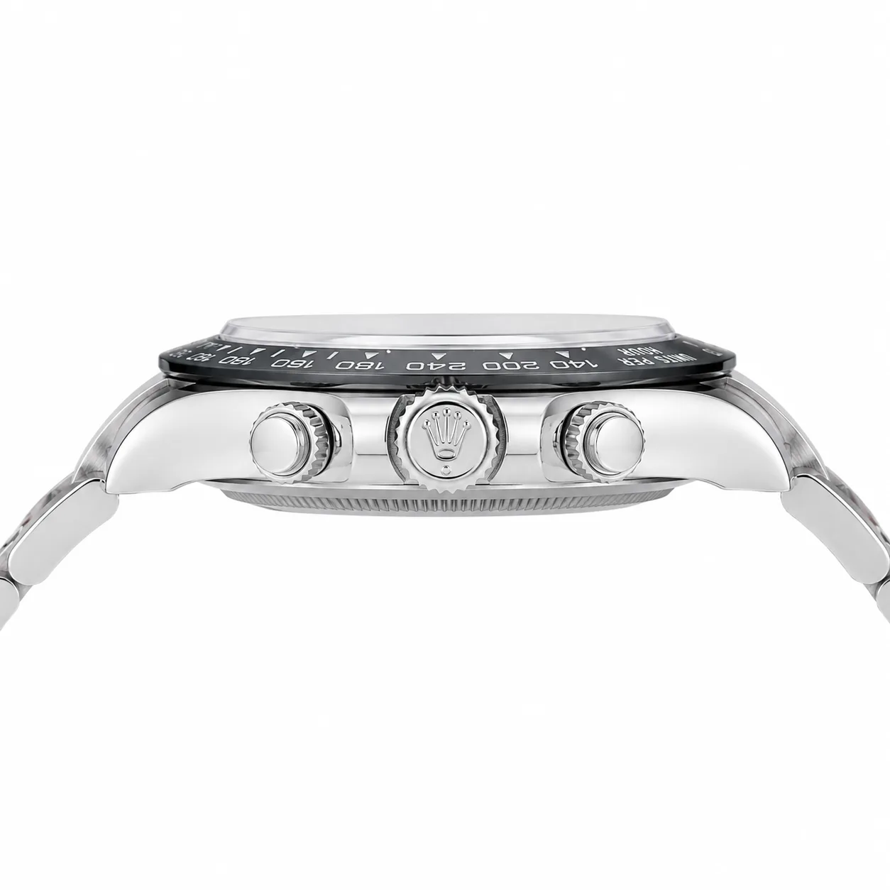 Rolex Cosmograph Daytona M126500LN-0002 Cal.4130 Black Dial Black Bezel AI 头图 2 - 侧面细节 [ai-shot:side-detail]