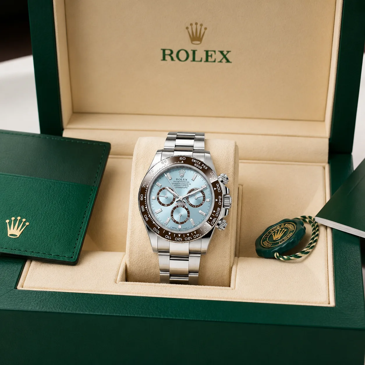 Rolex Cosmograph Daytona m126506-0002 40mm Cal.4131 / Cerachrom 950 Platinum AI 头图 5 - 包装盒 [ai-shot:box-shot]