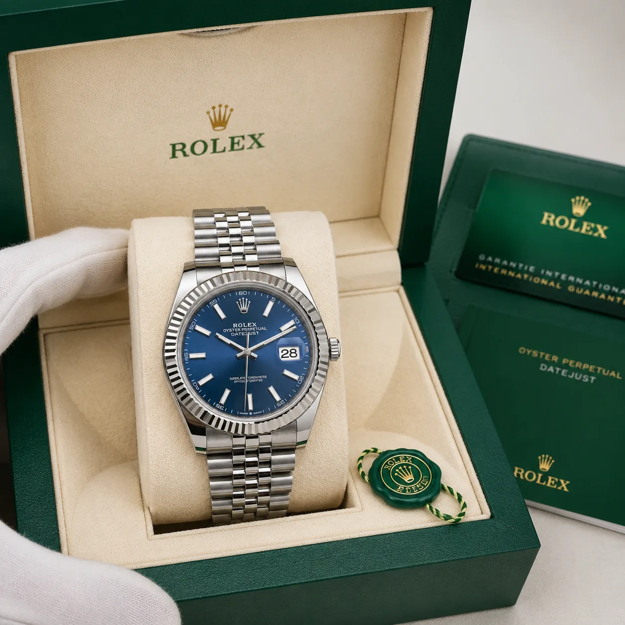 Rolex Datejust m126334-0002 41mm Cal.3235 / 18K 904L Stainless Steel and 18K White Gold AI 头图 5 - 包装盒 [ai-shot:box-shot]