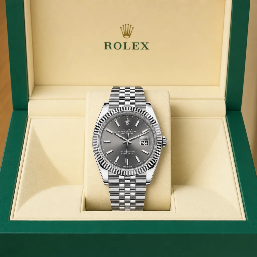 Rolex Datejust m126334-0014 41mm Cal.3235 / 18K 904L Stainless Steel and 18K White Gold AI 头图 5 - 包装盒 [ai-shot:box-shot]