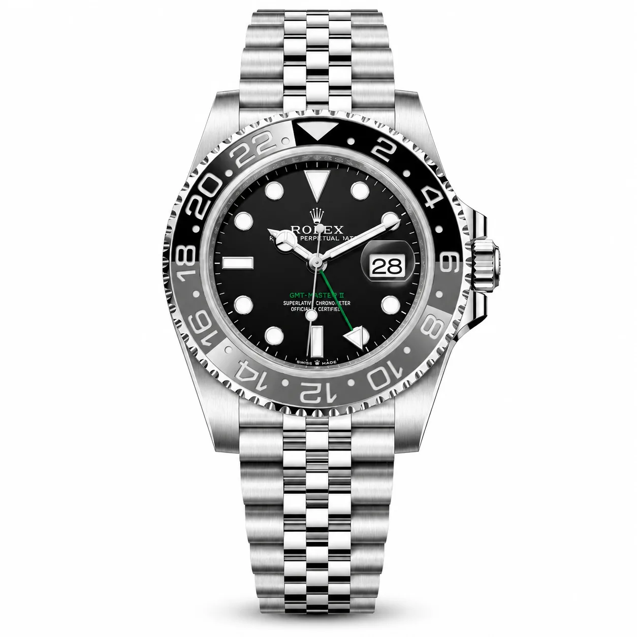 Rolex GMT-Master II m126710grnr-0003 40mm Cal.3285 / Cerachrom 904L Stainless Steel AI 头图 1 - 白底全貌 [ai-shot:full-white]