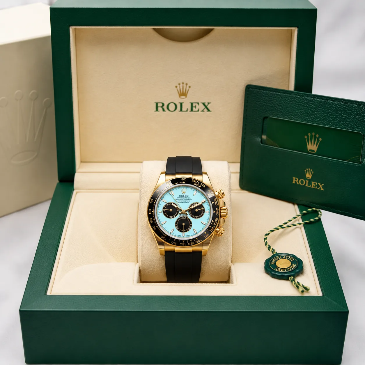 Rolex Cosmograph Daytona M126518LN-0014 40mm Cal.4131 / Cerachrom 18K Yellow Gold AI 头图 5 - 包装盒 [ai-shot:box-shot]