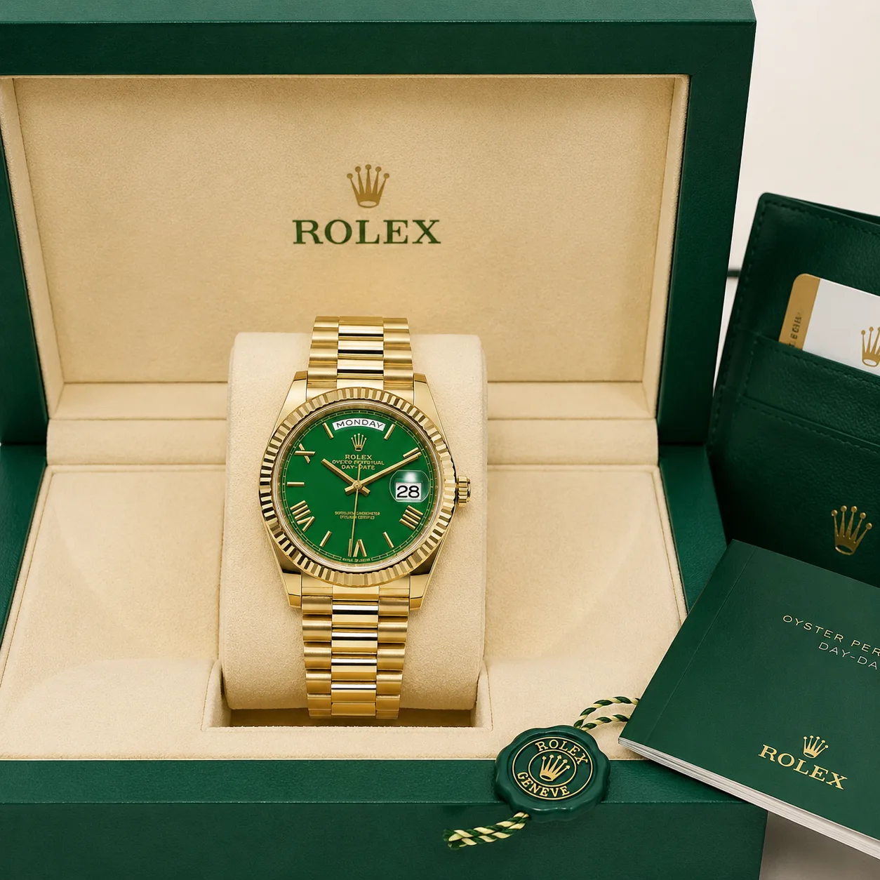 Rolex Day-Date m228238-0061 40mm Cal.3255 / 18K 18K Yellow Gold AI 头图 5 - 包装盒 [ai-shot:box-shot]