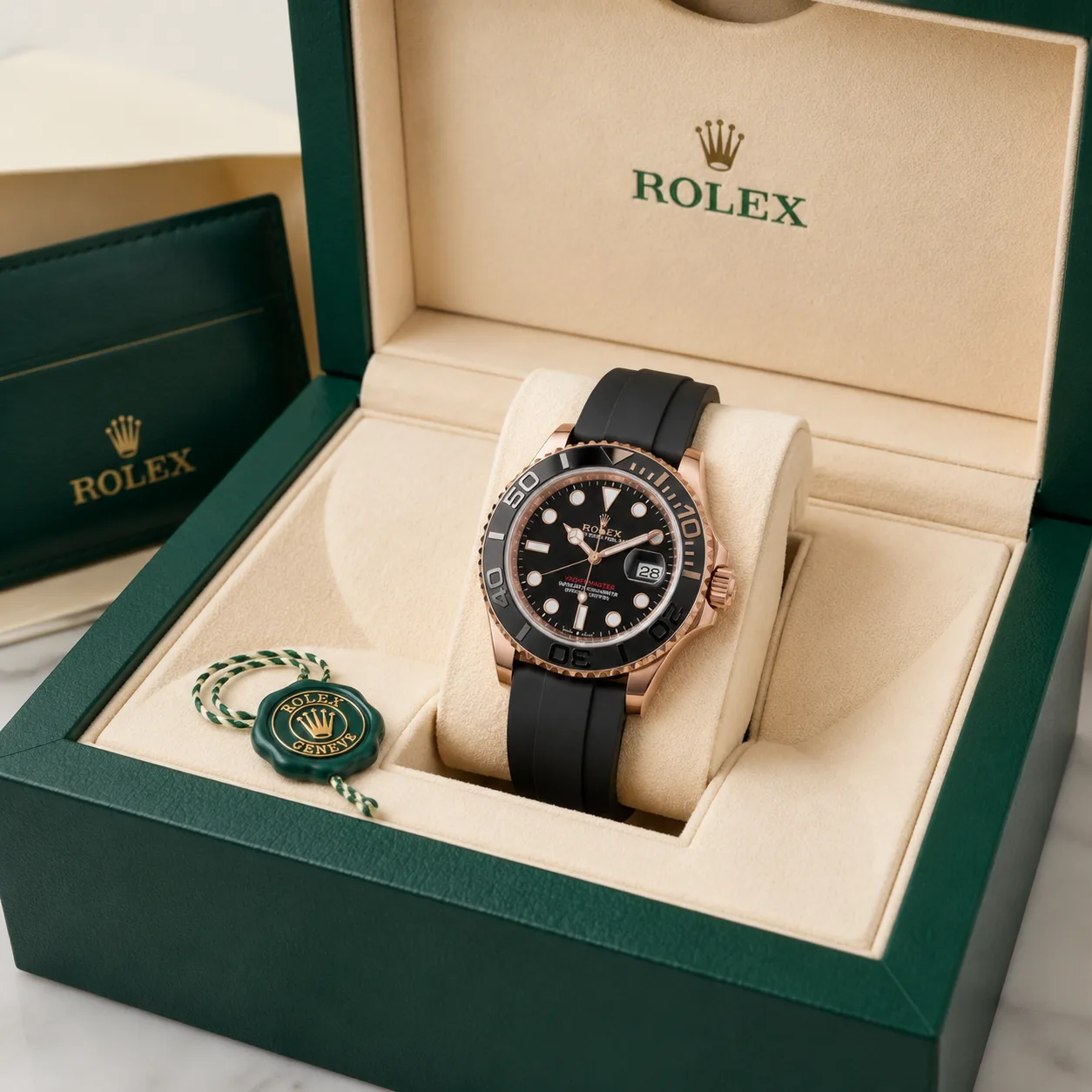 Rolex Yacht-Master m126655-0002 40mm Cal.3235 / Cerachrom 18K Everose Gold AI 头图 5 - 包装盒 [ai-shot:box-shot]