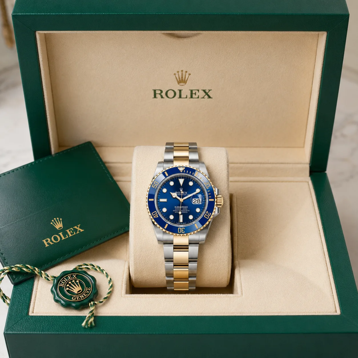 Rolex Submariner m126613lb-0002 41mm Cal.3235 / Cerachrom 904L Stainless Steel and 18K Yellow Gold AI 头图 5 - 包装盒 [ai-shot:box-shot]