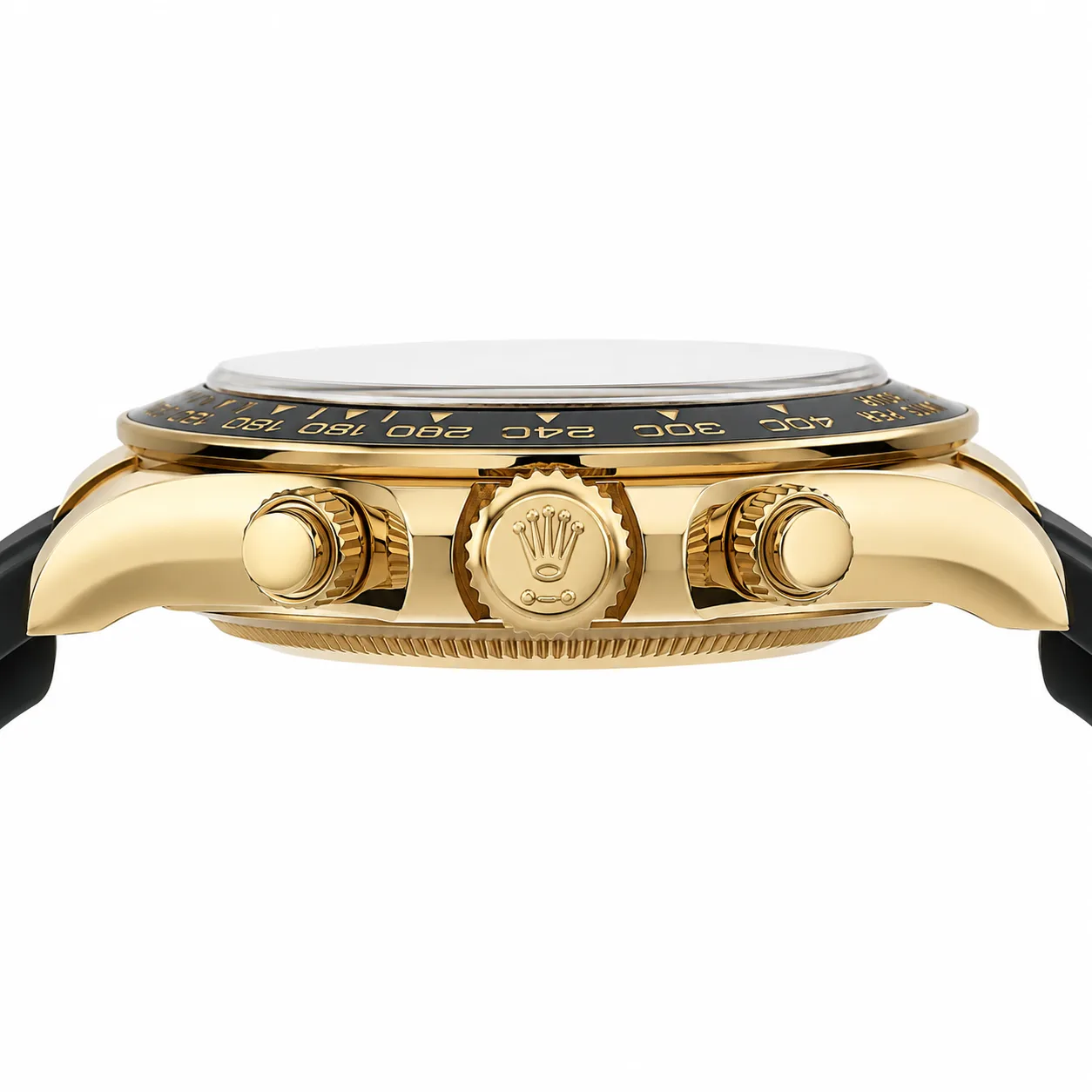 Rolex Cosmograph Daytona m126518ln-0010 40mm Cal.4131 / Cerachrom 18K Yellow Gold AI 头图 2 - 侧面细节 [ai-shot:side-detail]