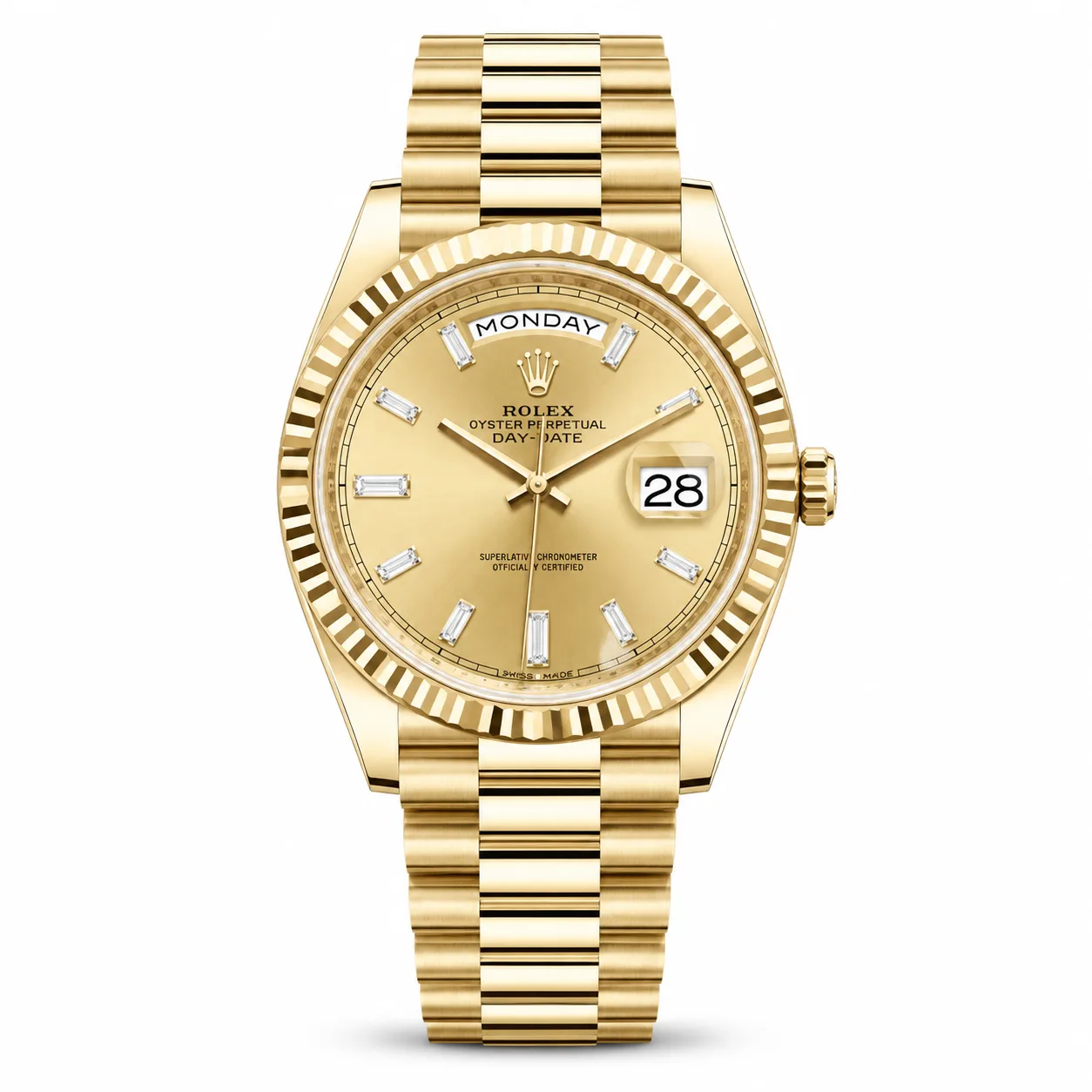 Rolex Day-Date m228238-0005 40mm Cal.3255 / 18K 18K Yellow Gold AI 头图 1 - 白底全貌 [ai-shot:full-white]