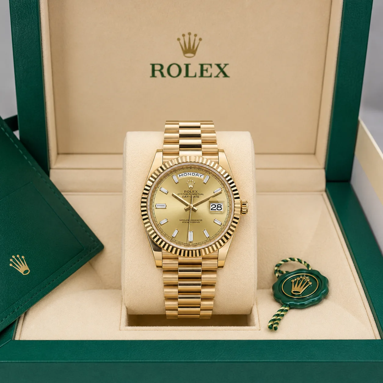 Rolex Day-Date m228238-0005 40mm Cal.3255 / 18K 18K Yellow Gold AI 头图 5 - 包装盒 [ai-shot:box-shot]