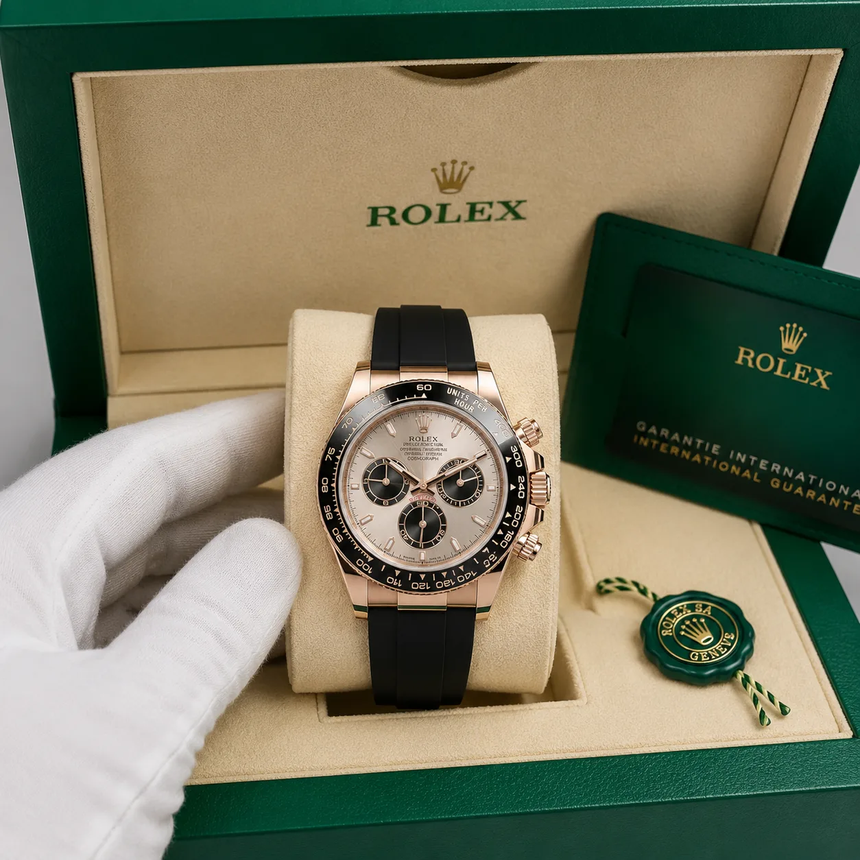 Rolex Cosmograph Daytona m126515ln-0006 40mm Cal.4131 / Cerachrom 18K Everose Gold AI 头图 5 - 包装盒 [ai-shot:box-shot]