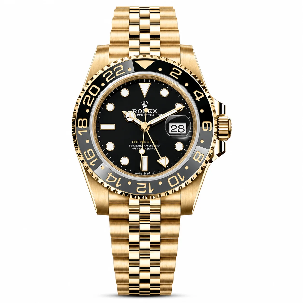 Rolex GMT-Master II M126718GRNR-0001 40mm Cal.3285 / Cerachrom 18K Yellow Gold AI 头图 1 - 白底全貌 [ai-shot:full-white]