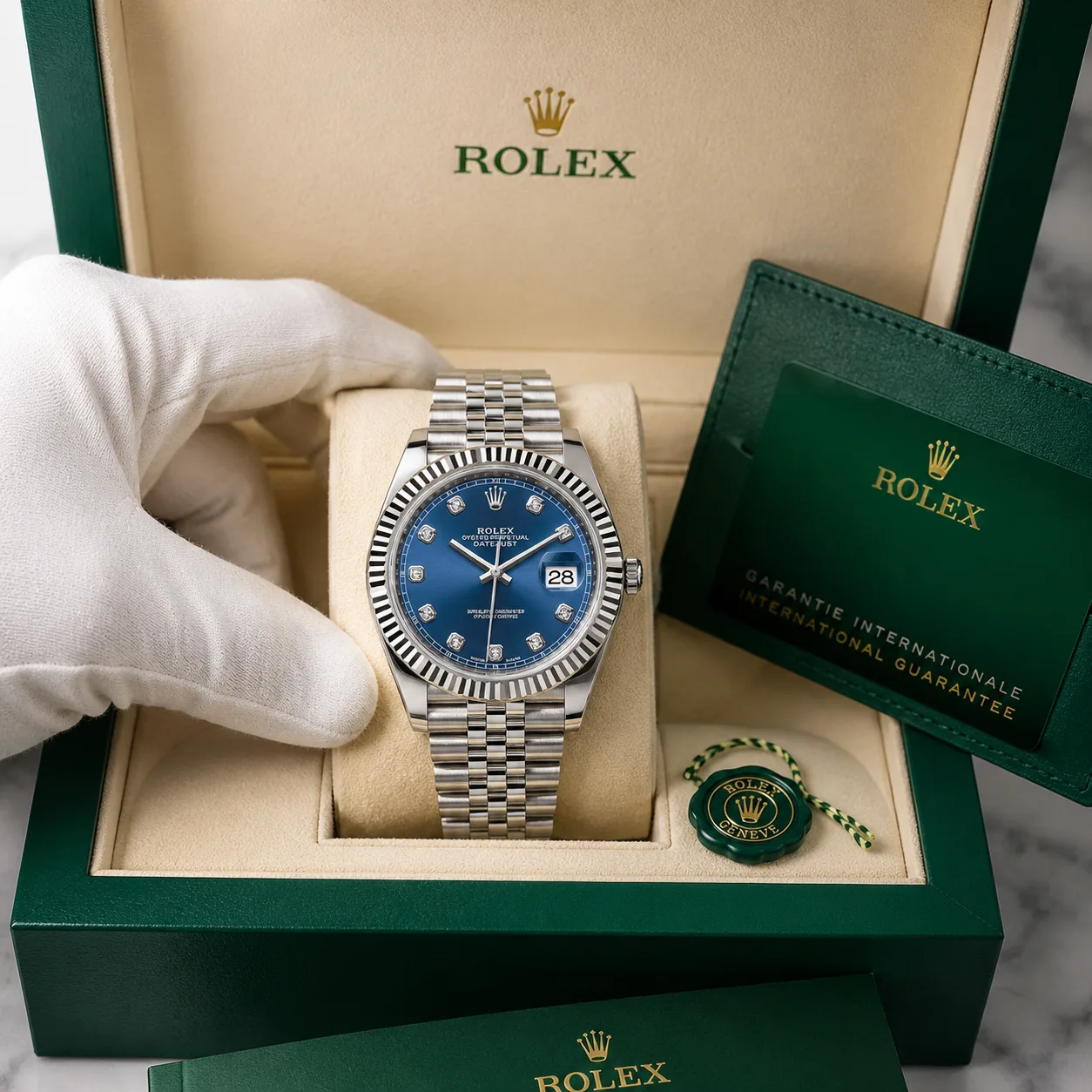 Rolex Datejust m126334-0016 41mm Cal.3235 / 18K 904L Stainless Steel and 18K White Gold AI 头图 5 - 包装盒 [ai-shot:box-shot]
