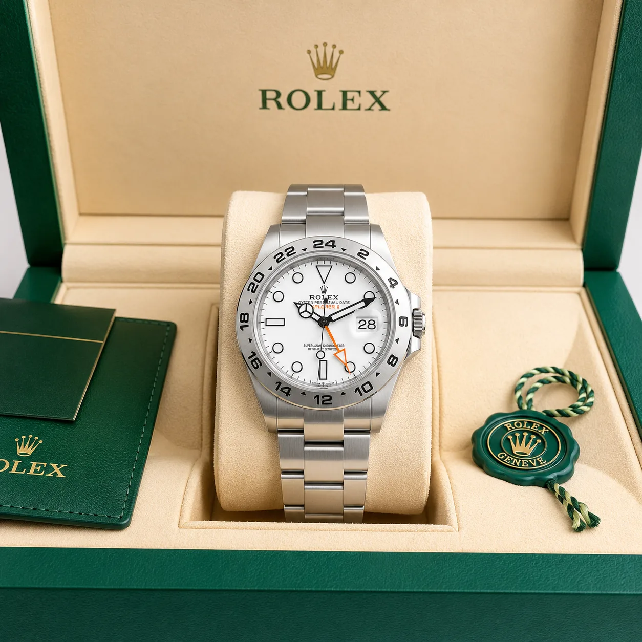 Rolex Explorer II M226570-0001 42mm Cal.3285 / 24 904L Stainless Steel AI 头图 5 - 包装盒 [ai-shot:box-shot]
