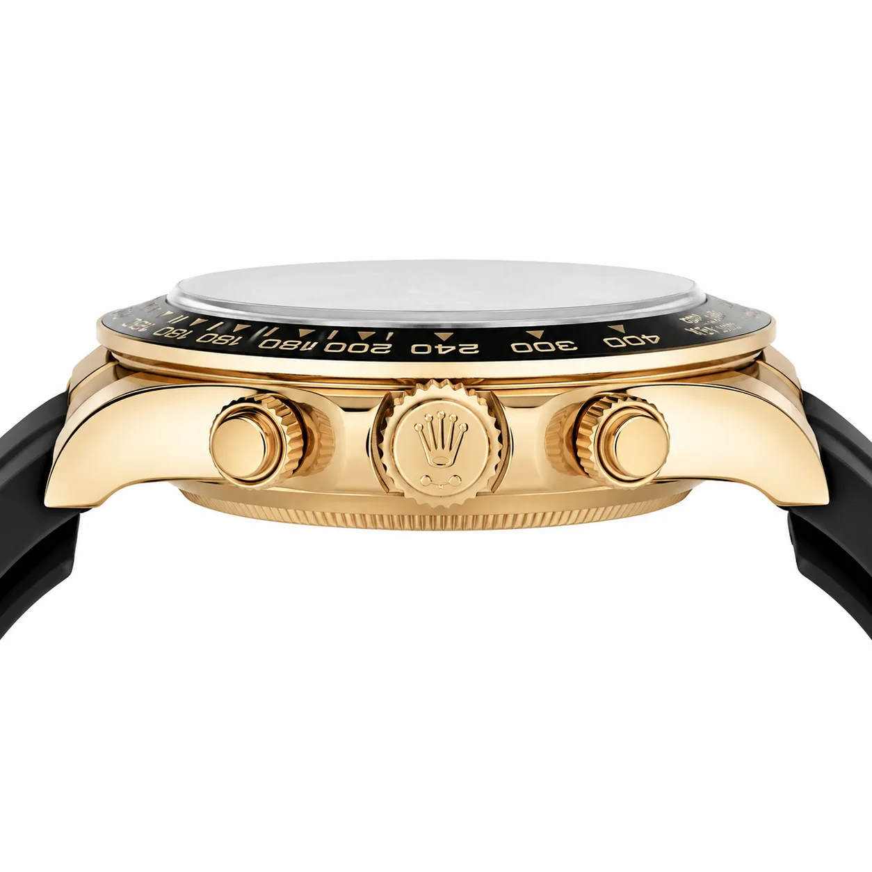 Rolex Cosmograph Daytona m126518LN-0016 40mm Cal.4131 / Cerachrom 18K Yellow Gold AI 头图 2 - 侧面细节 [ai-shot:side-detail]