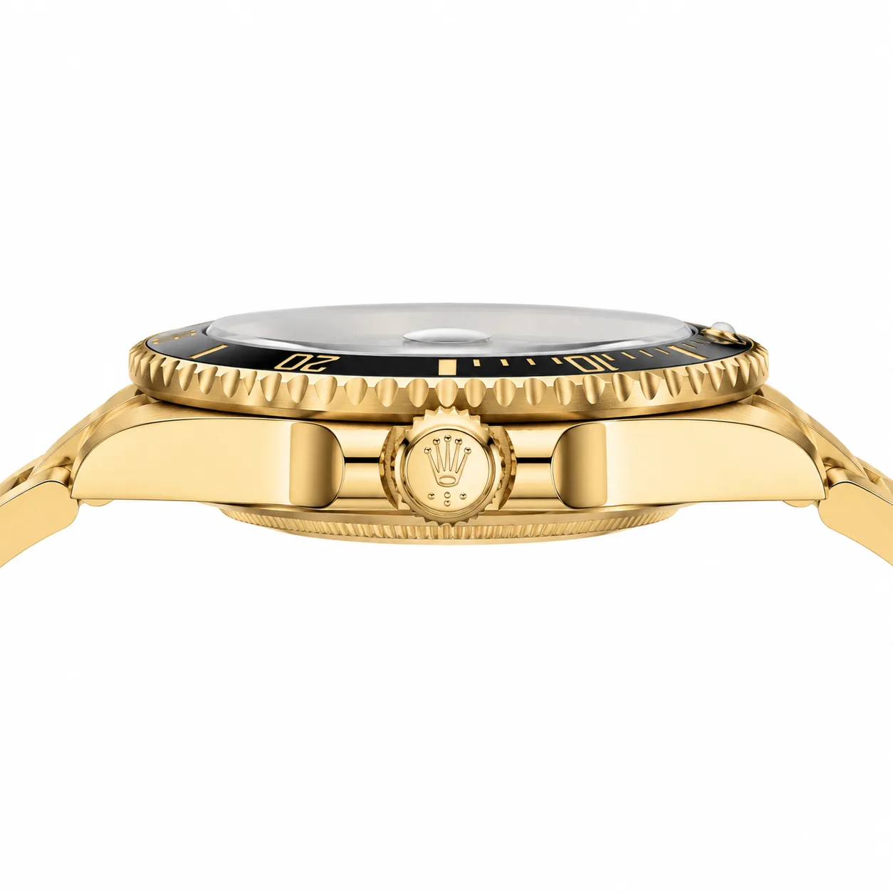 Rolex Submariner m126618ln-0002 41mm Cal.3235 / Cerachrom 18K Yellow Gold AI 头图 2 - 侧面细节 [ai-shot:side-detail]