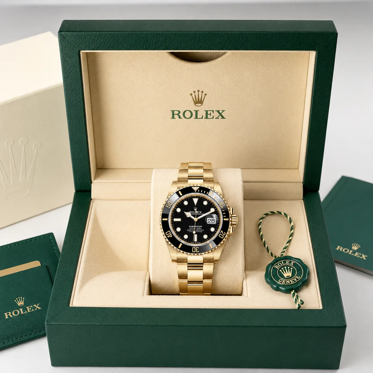 Rolex Submariner m126618ln-0002 41mm Cal.3235 / Cerachrom 18K Yellow Gold AI 头图 5 - 包装盒 [ai-shot:box-shot]