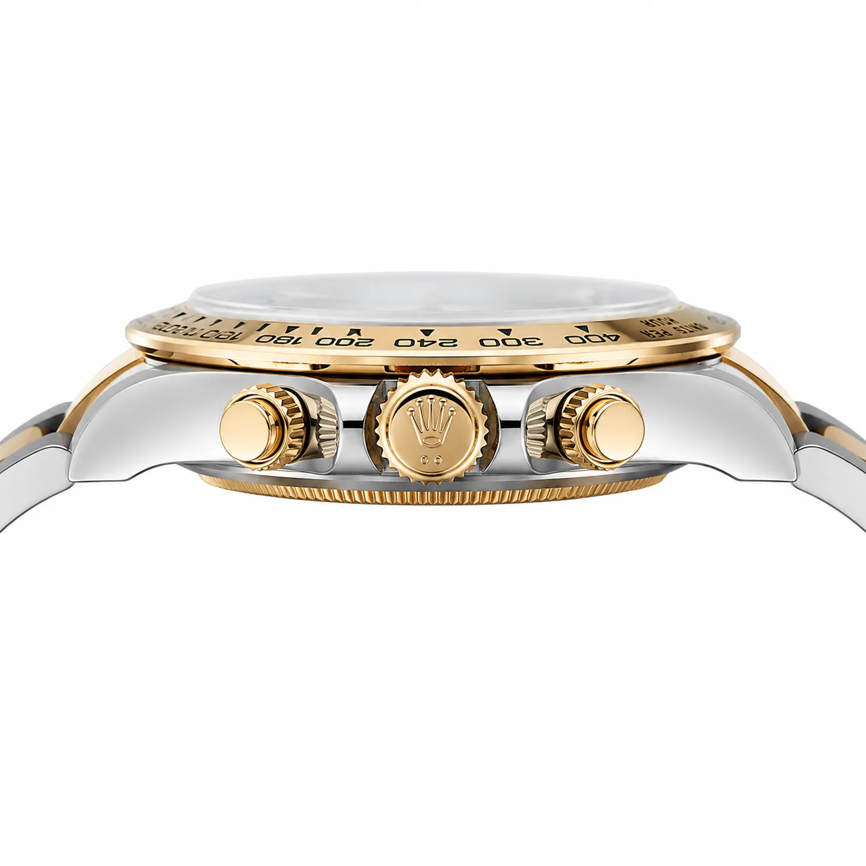 Rolex Cosmograph Daytona m126503-0001 40mm Cal.4131 / 18K 904L Stainless Steel and 18K Yellow Gold AI 头图 2 - 侧面细节 [ai-shot:side-detail]