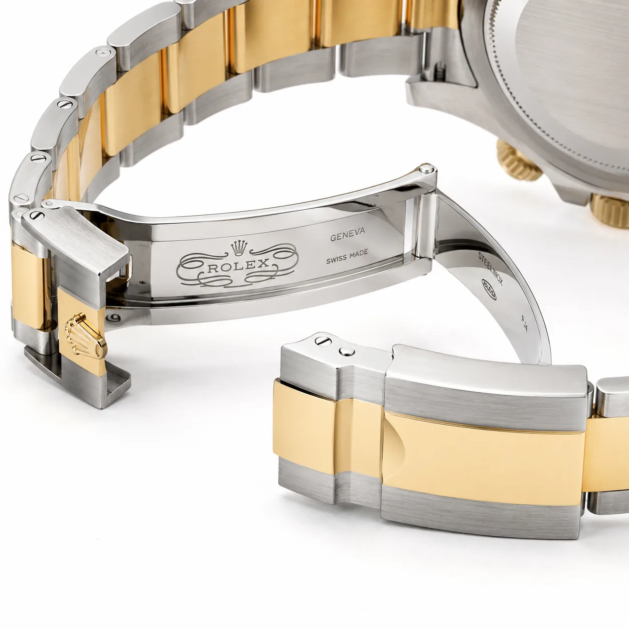 Rolex Cosmograph Daytona m126503-0001 40mm Cal.4131 / 18K 904L Stainless Steel and 18K Yellow Gold AI 头图 3 - 表扣表链 [ai-shot:bracelet-clasp]