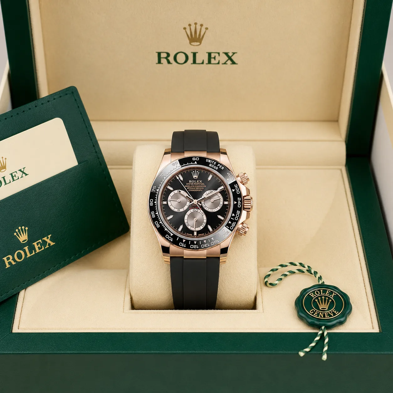 Rolex Cosmograph Daytona m126515ln-0002 40mm Cal.4131 / Cerachrom 18K Everose Gold AI 头图 5 - 包装盒 [ai-shot:box-shot]