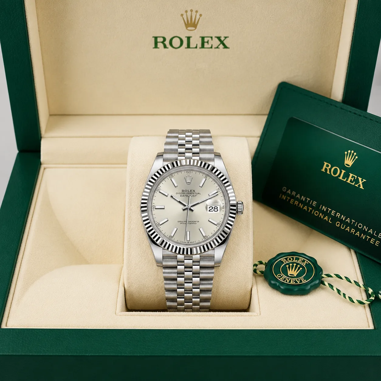Rolex Datejust m126334-0004 41mm Cal.3235 904L Stainless Steel and 18K White Gold AI 头图 5 - 包装盒 [ai-shot:box-shot]