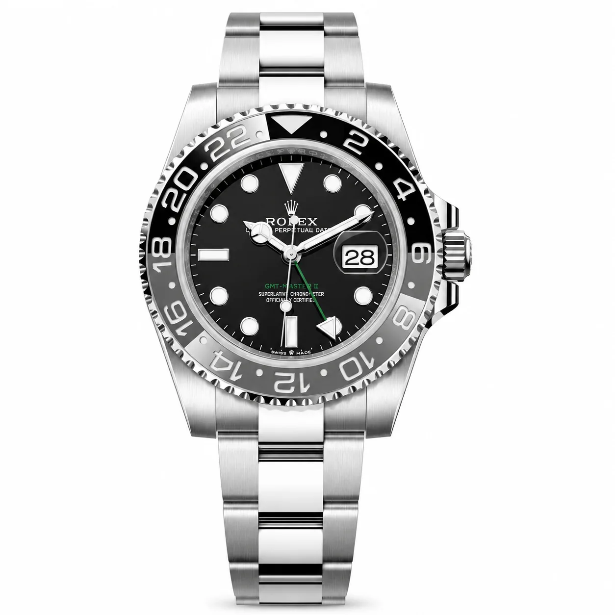 Rolex GMT-Master II m126710grnr-0004 40mm Cal.3285 / Cerachrom 904L Stainless Steel AI 头图 1 - 白底全貌 [ai-shot:full-white]