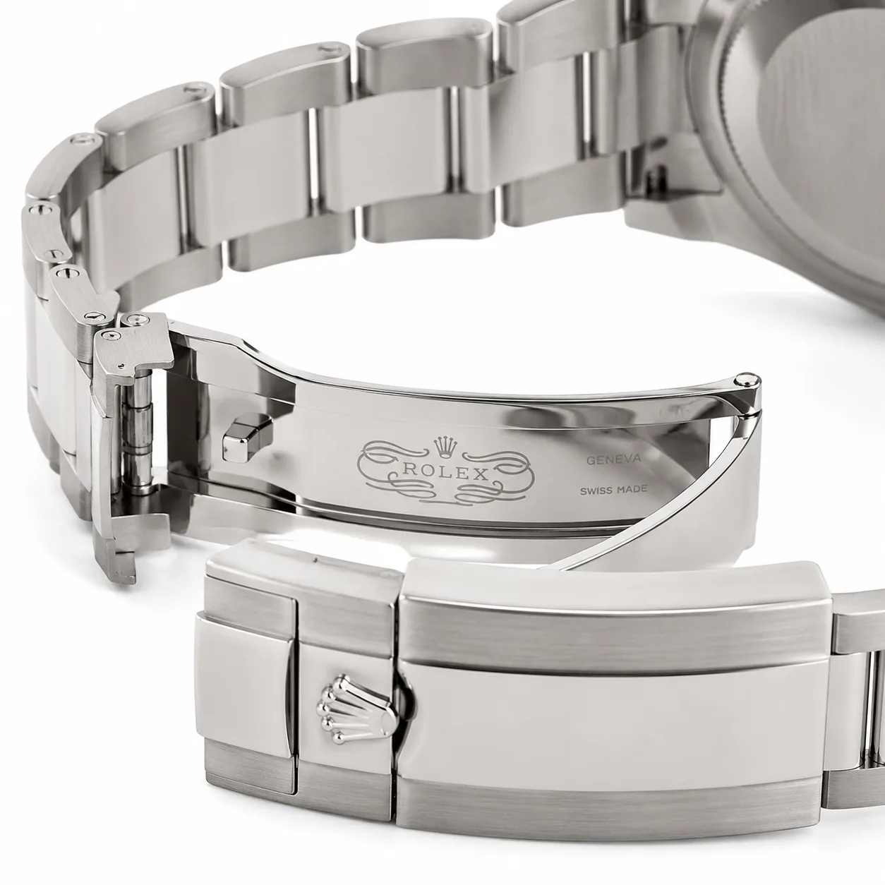 Rolex Cosmograph Daytona m126509-0003 40mm Cal.4131 / 18K 904L Stainless Steel and 18K White Gold AI 头图 3 - 表扣表链 [ai-shot:bracelet-clasp]