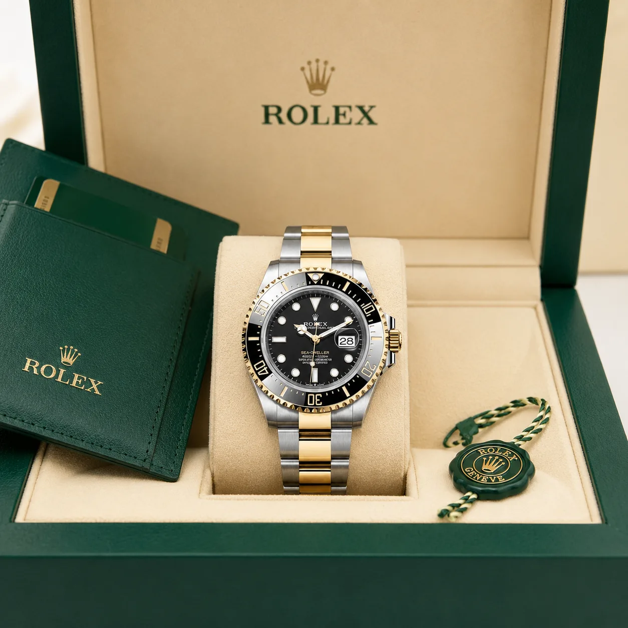 Rolex Sea-Dweller m126603-0001 43mm Cal.3235 / Cerachrom 904L Stainless Steel and 18K Yellow Gold AI 头图 5 - 包装盒 [ai-shot:box-shot]