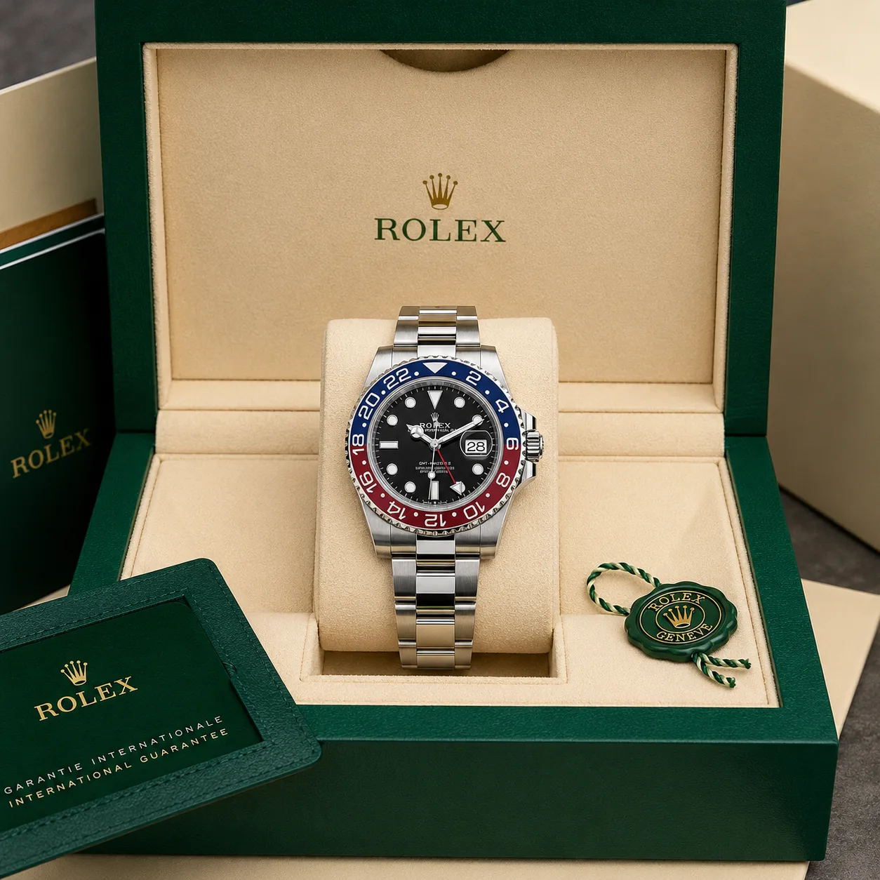 Rolex GMT-Master II m126710blro-0002 40mm Cal.3285 / Cerachrom 904L Stainless Steel AI 头图 5 - 包装盒 [ai-shot:box-shot]