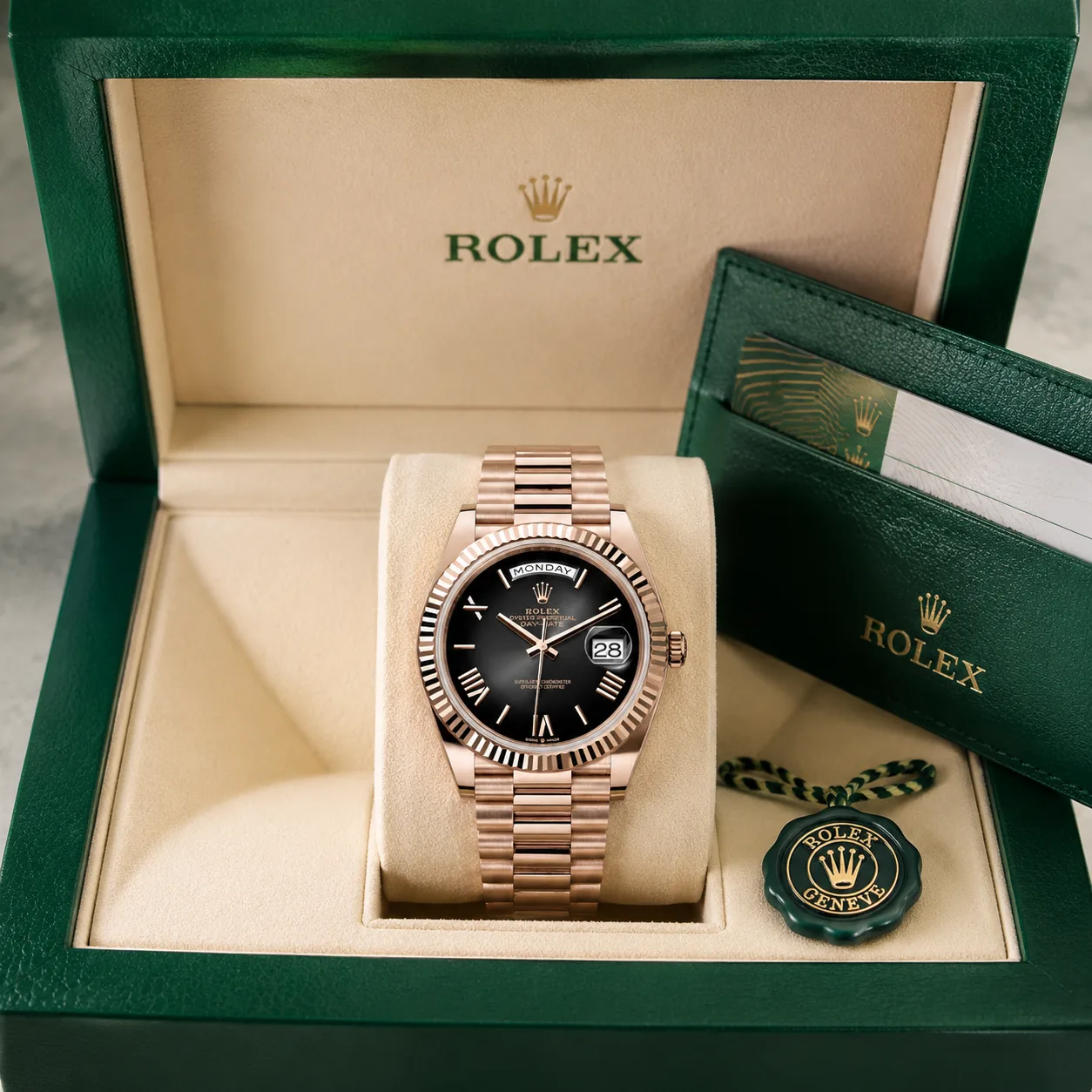 Rolex Day-Date m228235-0055 40mm Cal.3255 / 18K 18K Everose Gold AI 头图 5 - 包装盒 [ai-shot:box-shot]