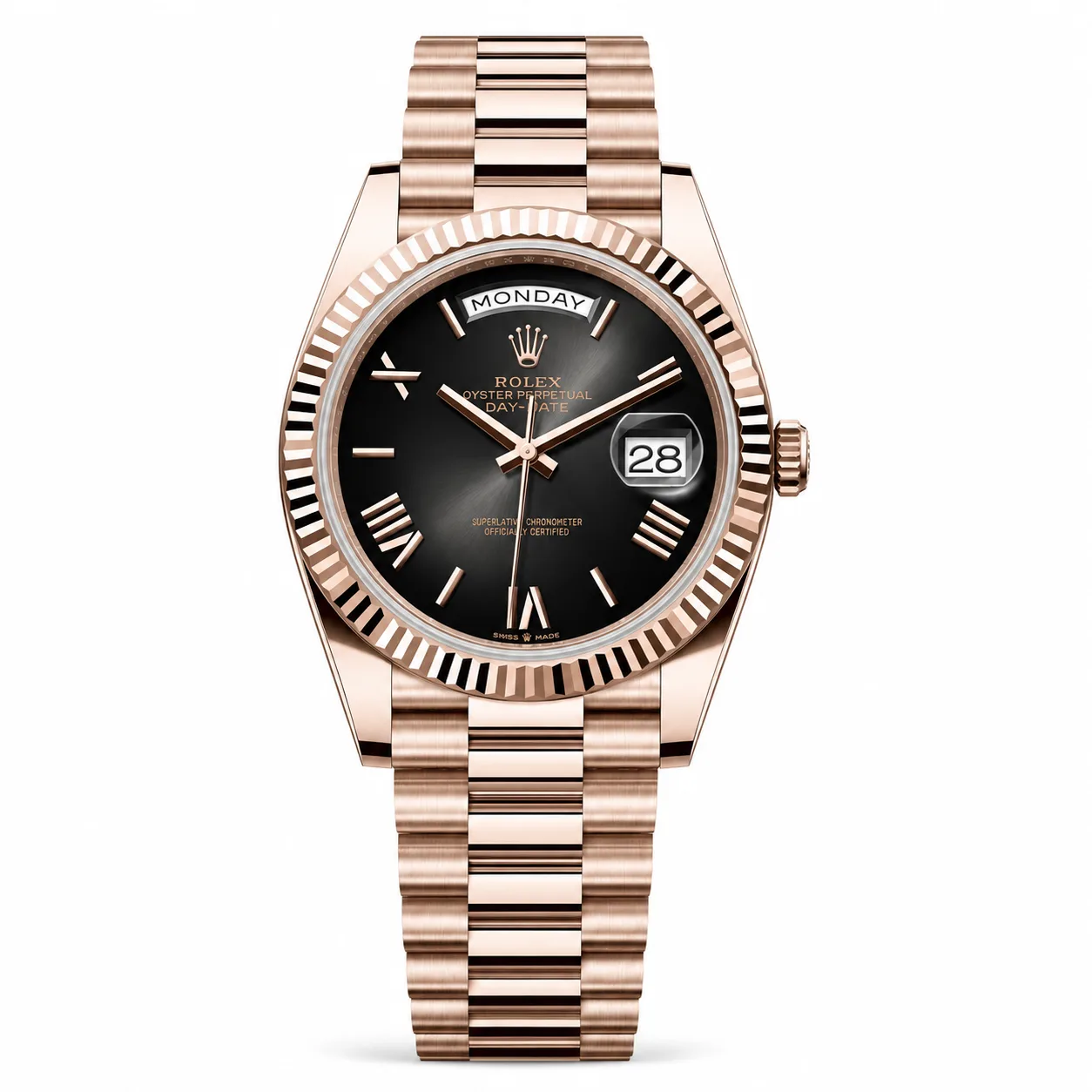 Rolex Day-Date m228235-0055 40mm Cal.3255 / 18K 18K Everose Gold AI 头图 1 - 白底全貌 [ai-shot:full-white]