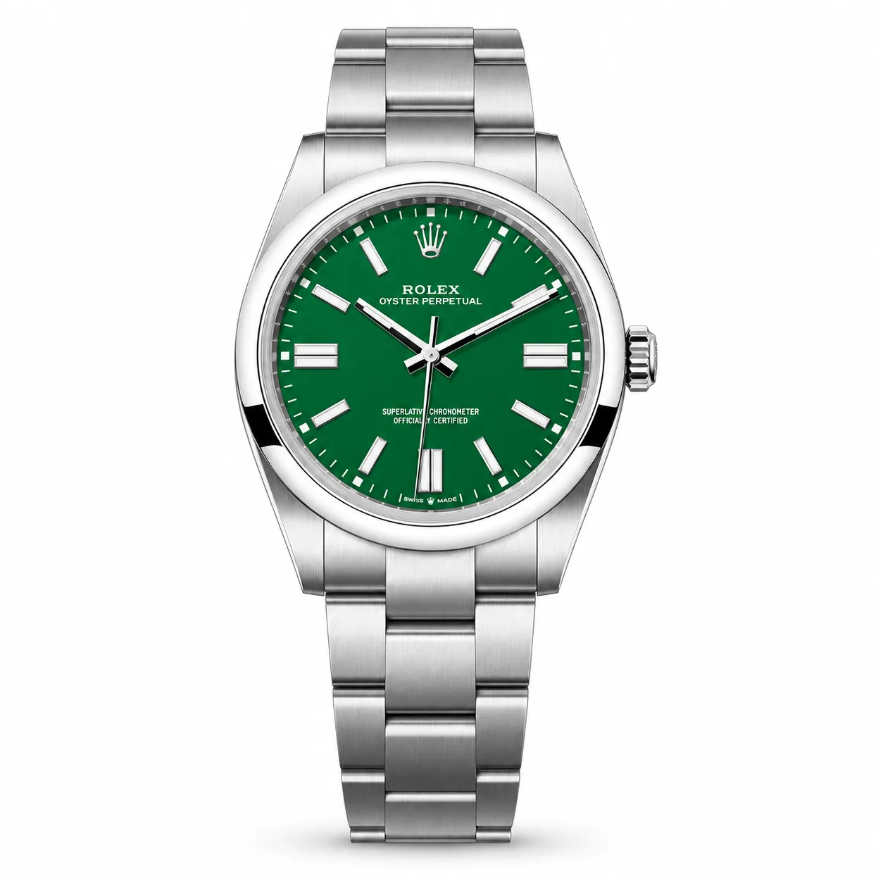 Rolex Oyster Perpetual m134300-0004 41mm Calibre 3230 Green / Smooth Oystersteel Bezel 904L Stainless Steel AI 头图 1 - 白底全貌 [ai-shot:full-white]